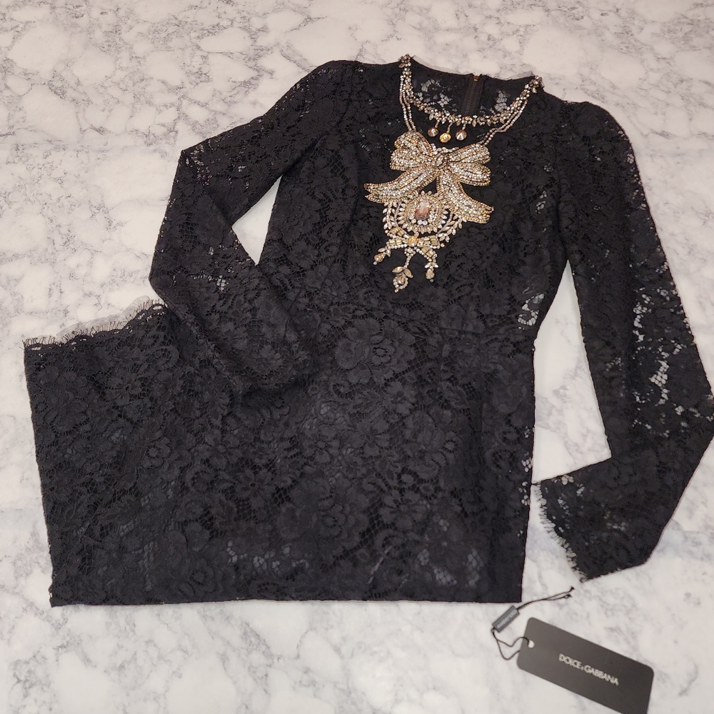 Dolce & Gabbana Lace Sheath Midi Dress